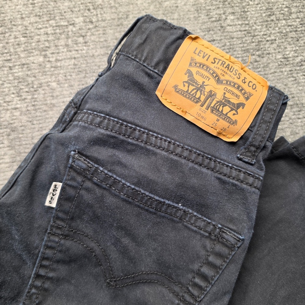 Levis 511 Slim Fit Pants Boys Size 10 REG Black Stretch Adjustable Waist Chino